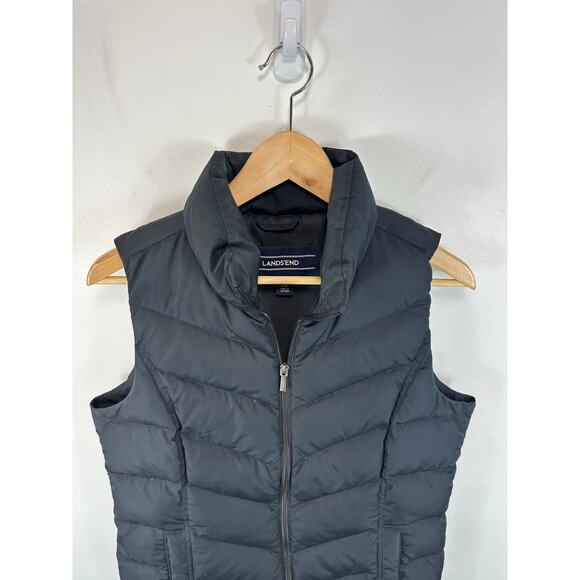 Lands End Down Puffer Vest Black Size Small Tall - Picture 9 of 11